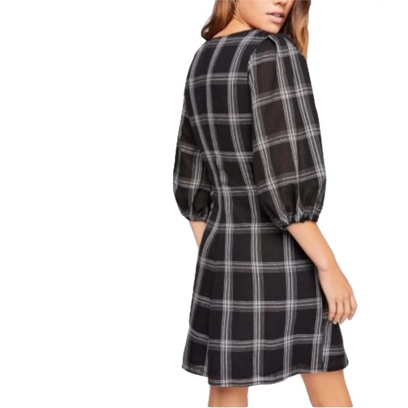 Free People Miss Molly Plaid Puff Sleeve Mini Dress - Picture 2 of 7